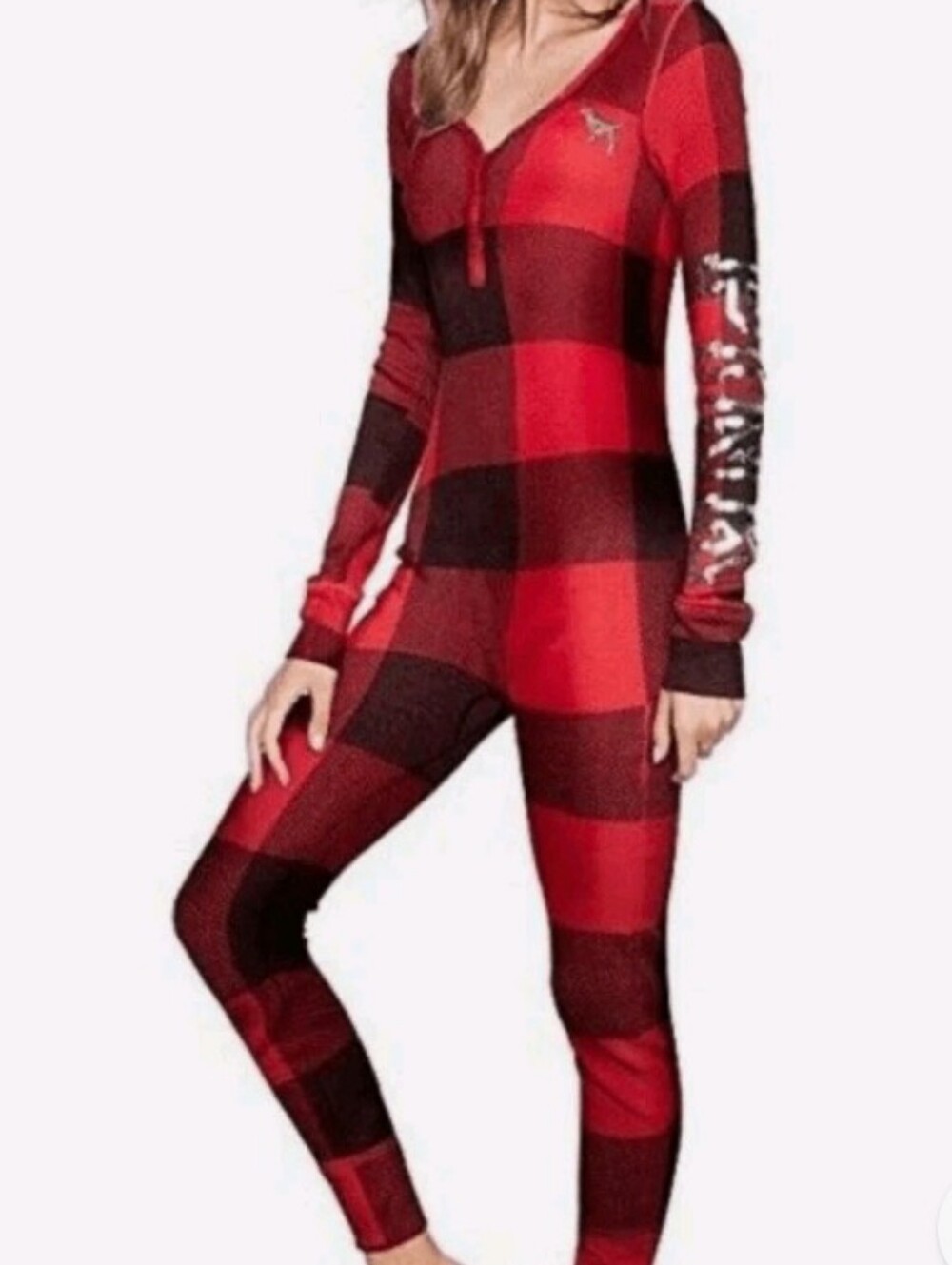 VS PINK buffalo Plaid 1pc Thermal Pj Sz XS